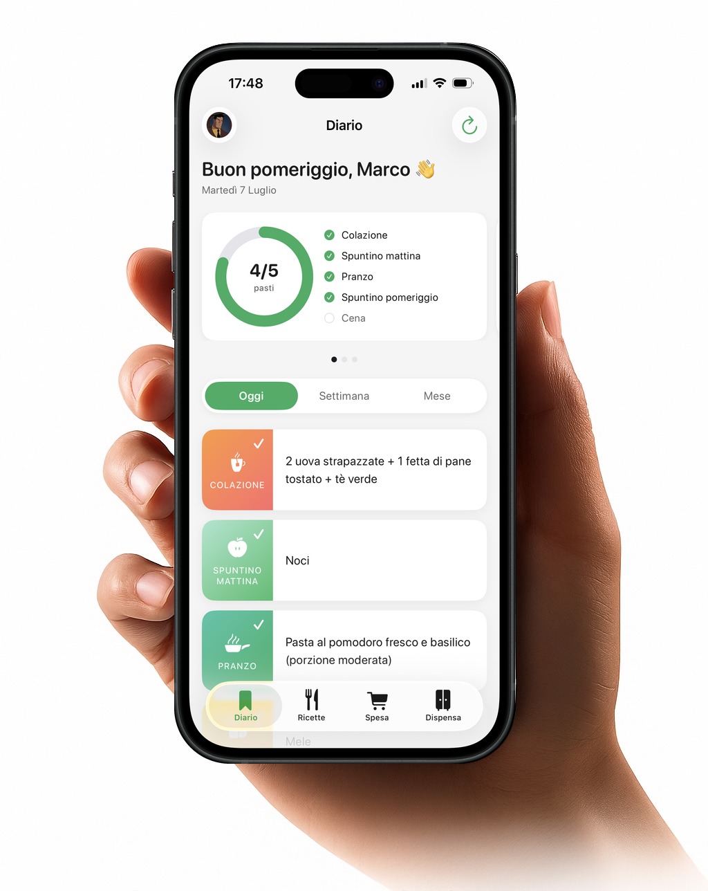 The app on iPhone.